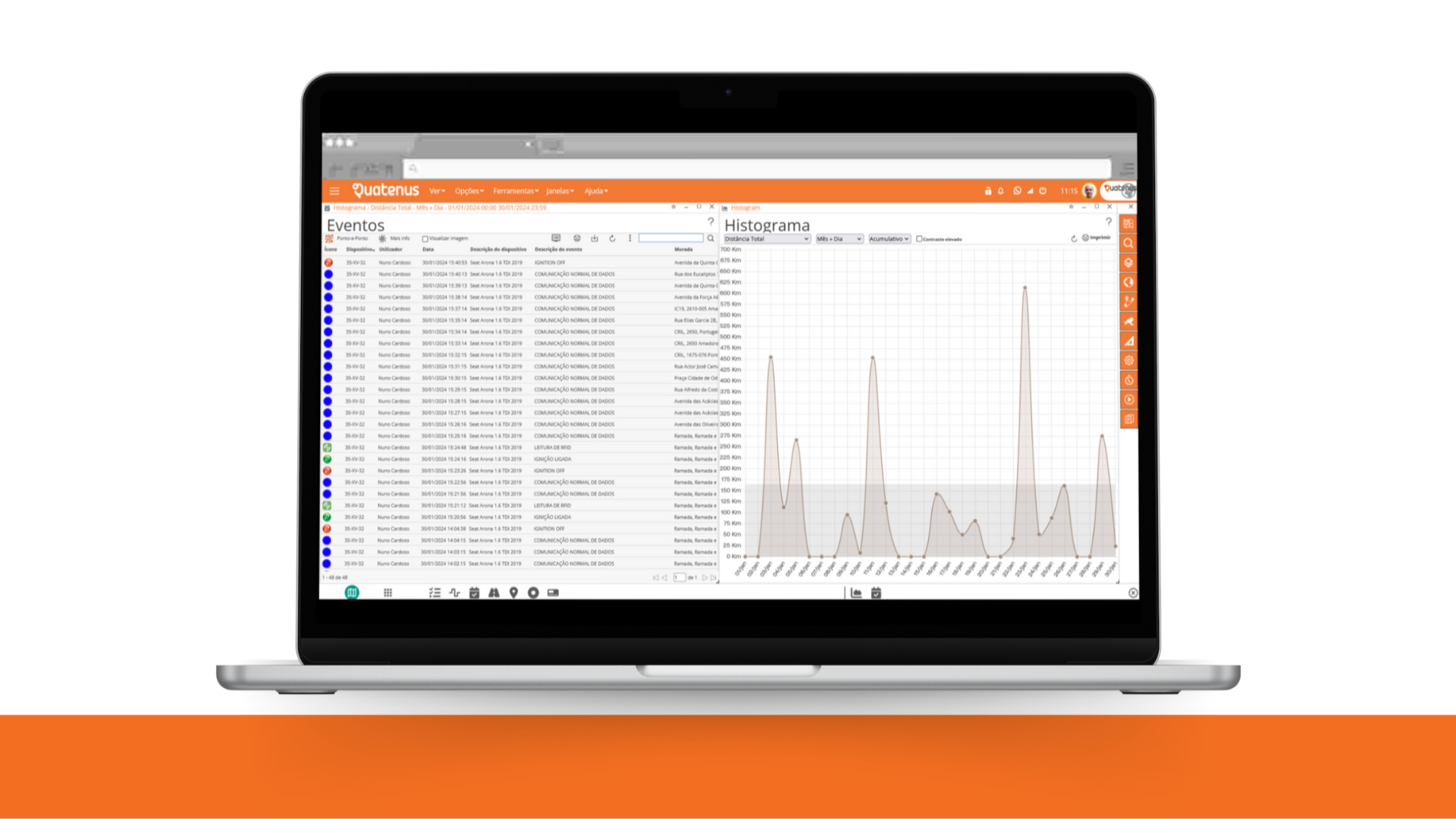 Software de Gestão Quatenus - Configuração de Eventos